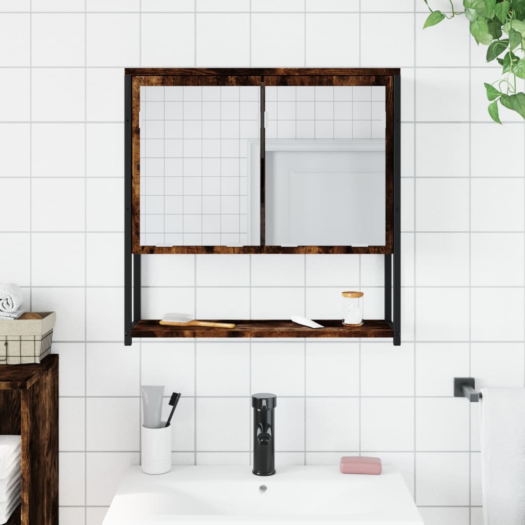 vidaXL Veidrodinė vonios spintelė, dūminio ąžuolo, 60x16x60cm, mediena
