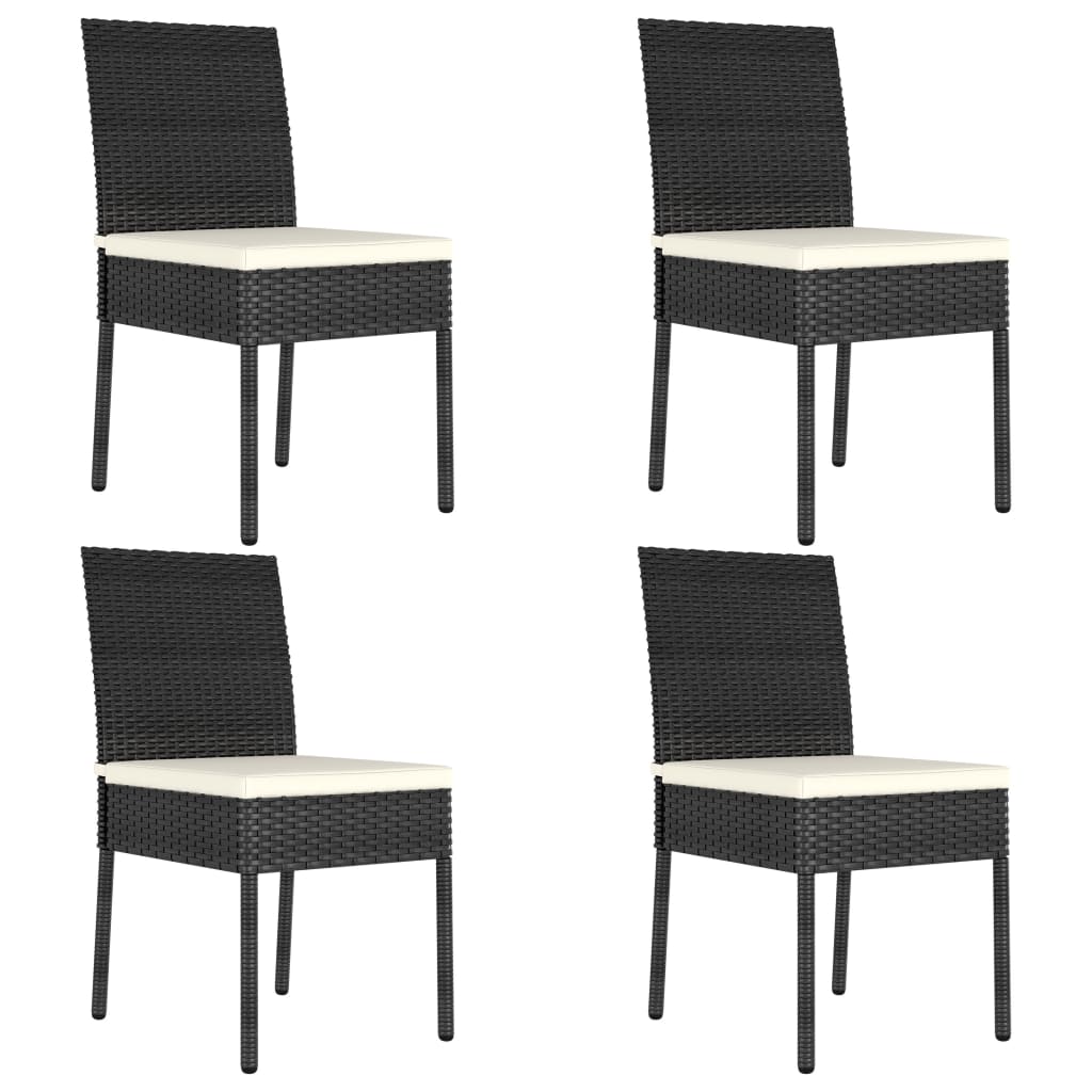 vidaXL Sodo valgomojo kėdės, 4vnt., juodos spalvos, poliratanas
