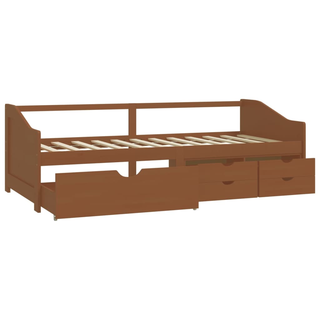 vidaXL Trivietė lova su stalčiais, medaus ruda, 90x200cm, pušis