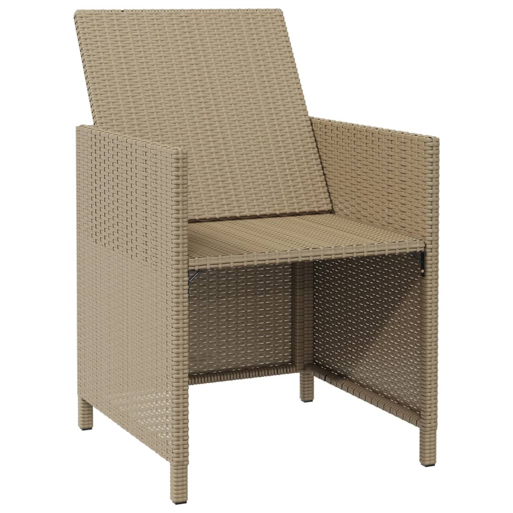 vidaXL Sodo kėdės su pagalvėlėmis, 4vnt., smėlio spalvos, poliratanas