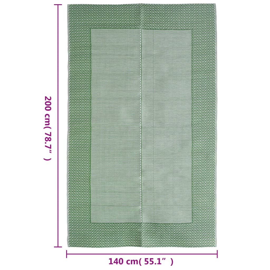vidaXL Lauko kilimas, žalios spalvos, 140x200cm, PP