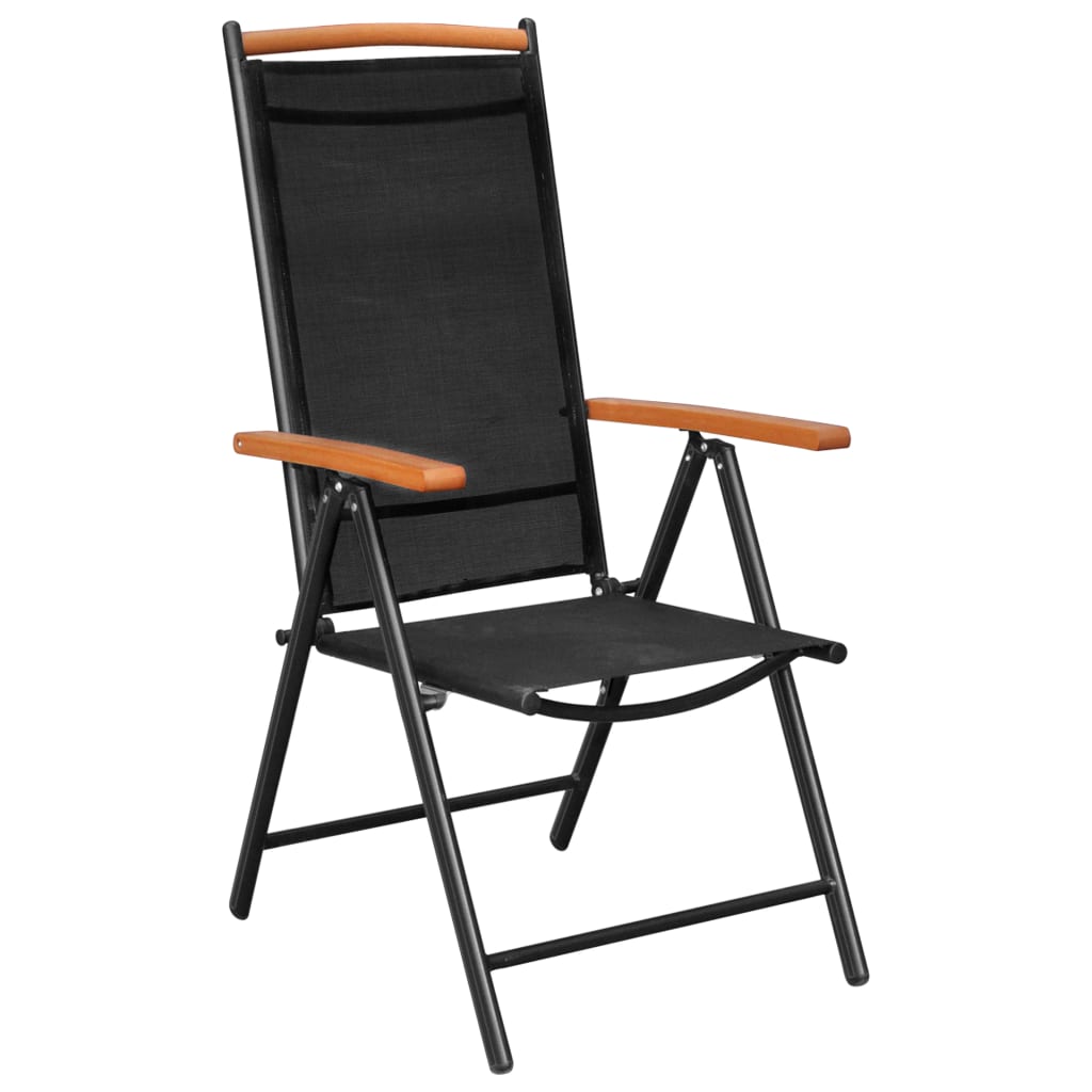vidaXL Sulankstomos sodo kėdės, 6vnt., juodos spalvos, tekstilenas
