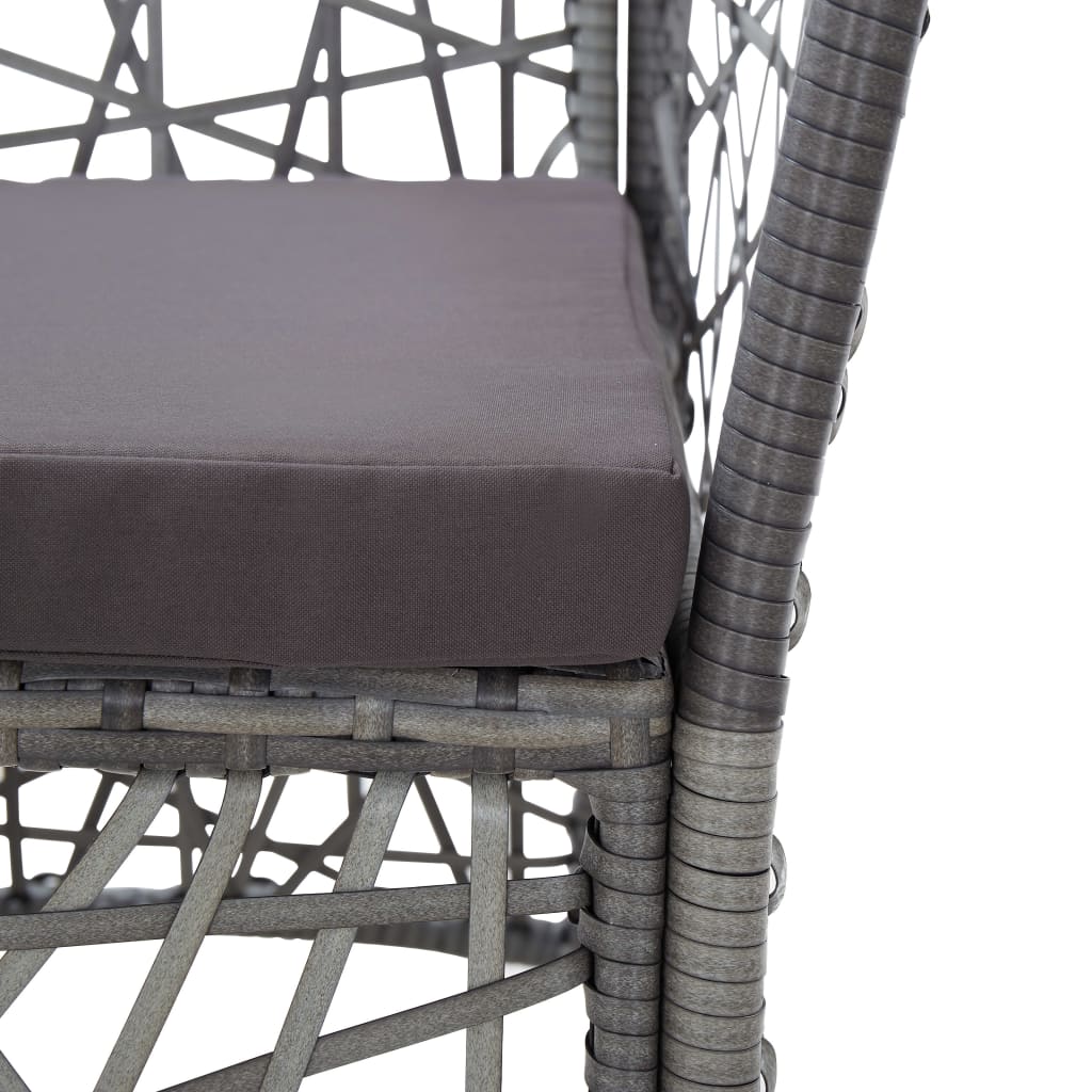 vidaXL Lauko kėdės su pagalvėlėmis, 2vnt., pilkos spalvos, poliratanas