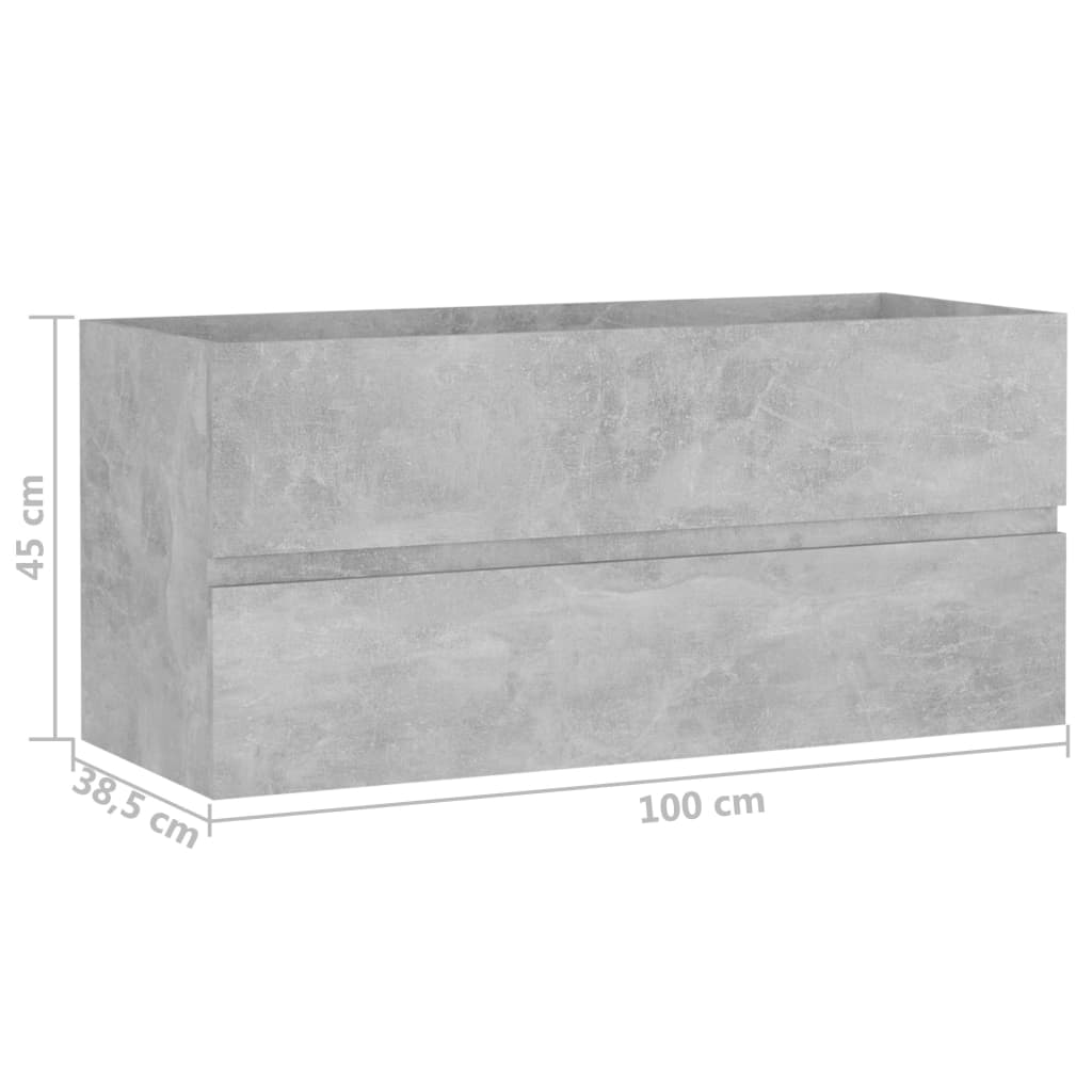 vidaXL Spintelė praustuvui, betono pilkos spalvos, 100x38,5x45cm, MDP