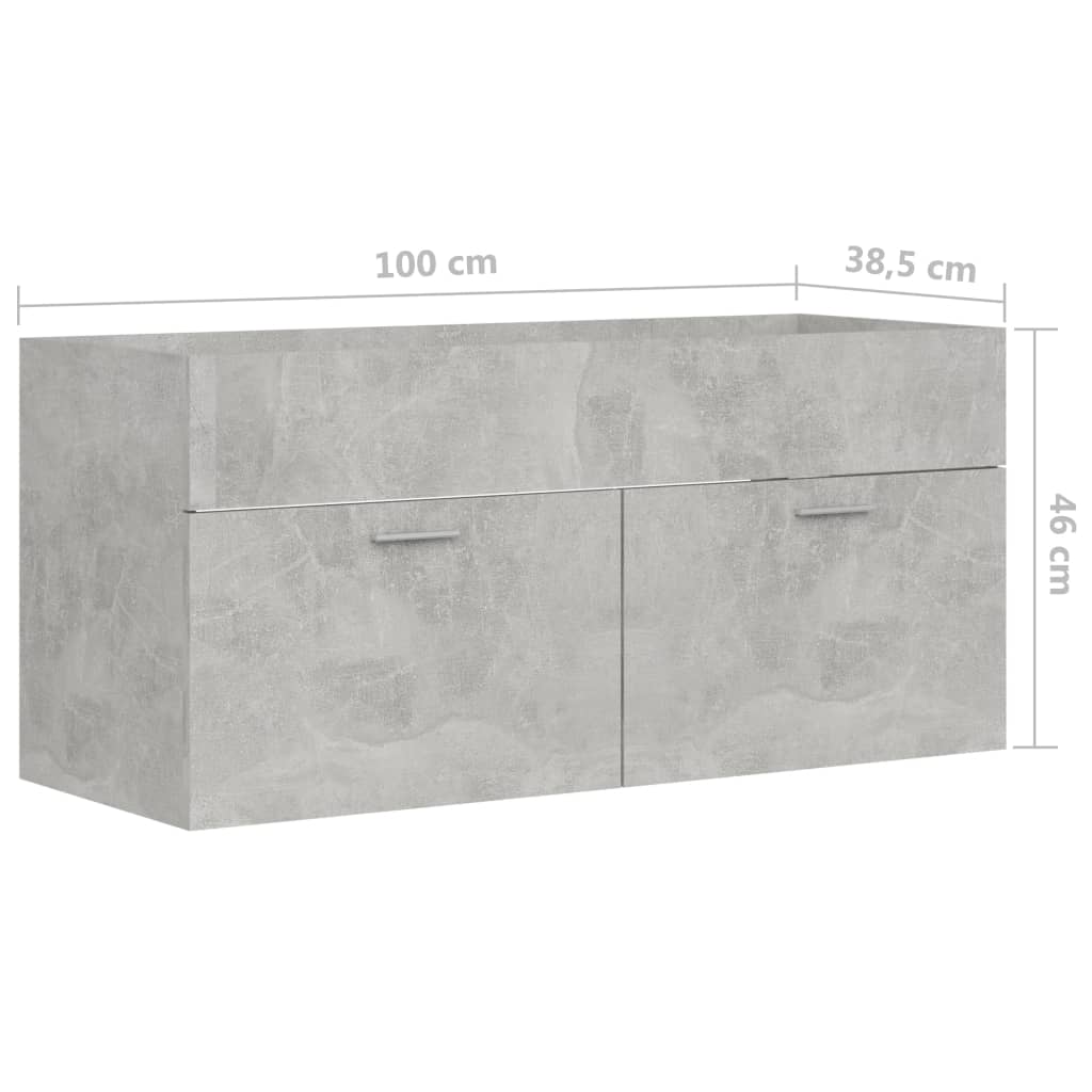 vidaXL Spintelė praustuvui, betono pilkos spalvos, 100x38,5x46cm, MDP