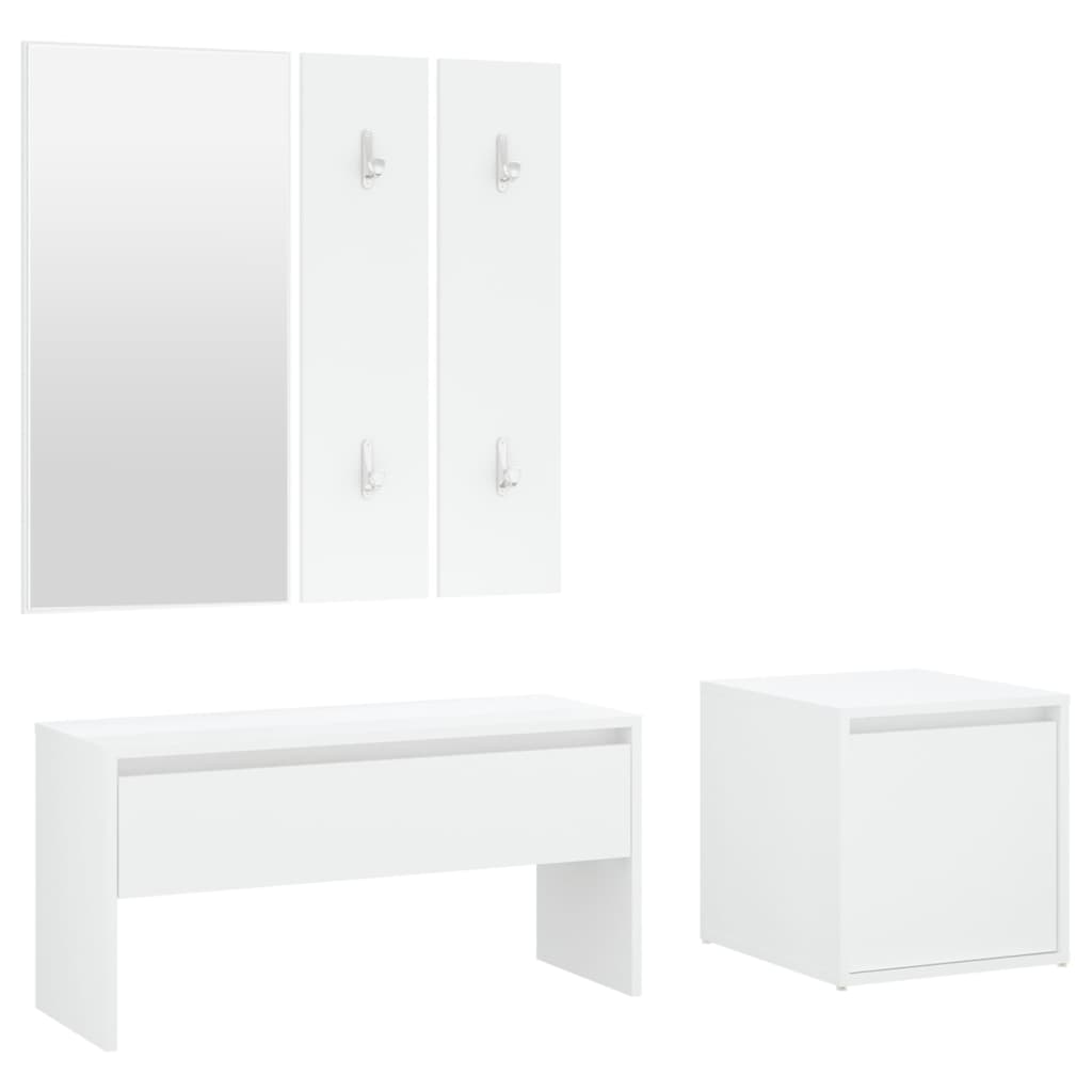 vidaXL Koridoriaus baldų komplektas, baltos spalvos, apdirbta mediena