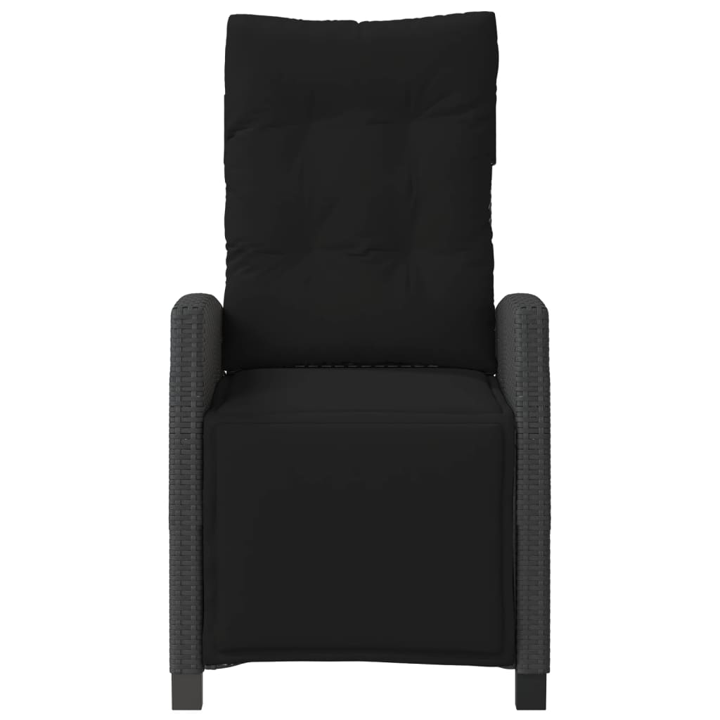 vidaXL Atlošiama sodo kėdė su pakoja, juodos spalvos, poliratanas