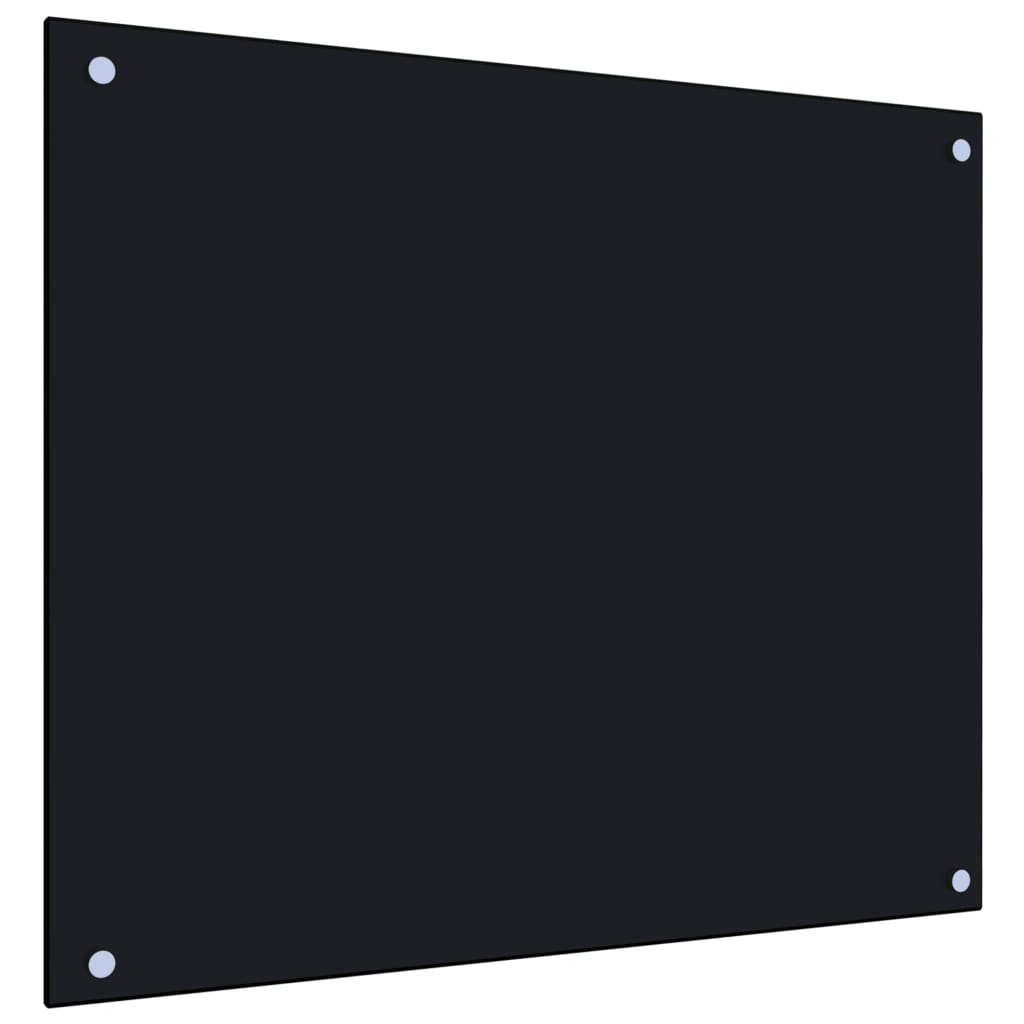 vidaXL Virtuvės sienelė, juodos spalvos, 70x60cm, grūdintas stiklas