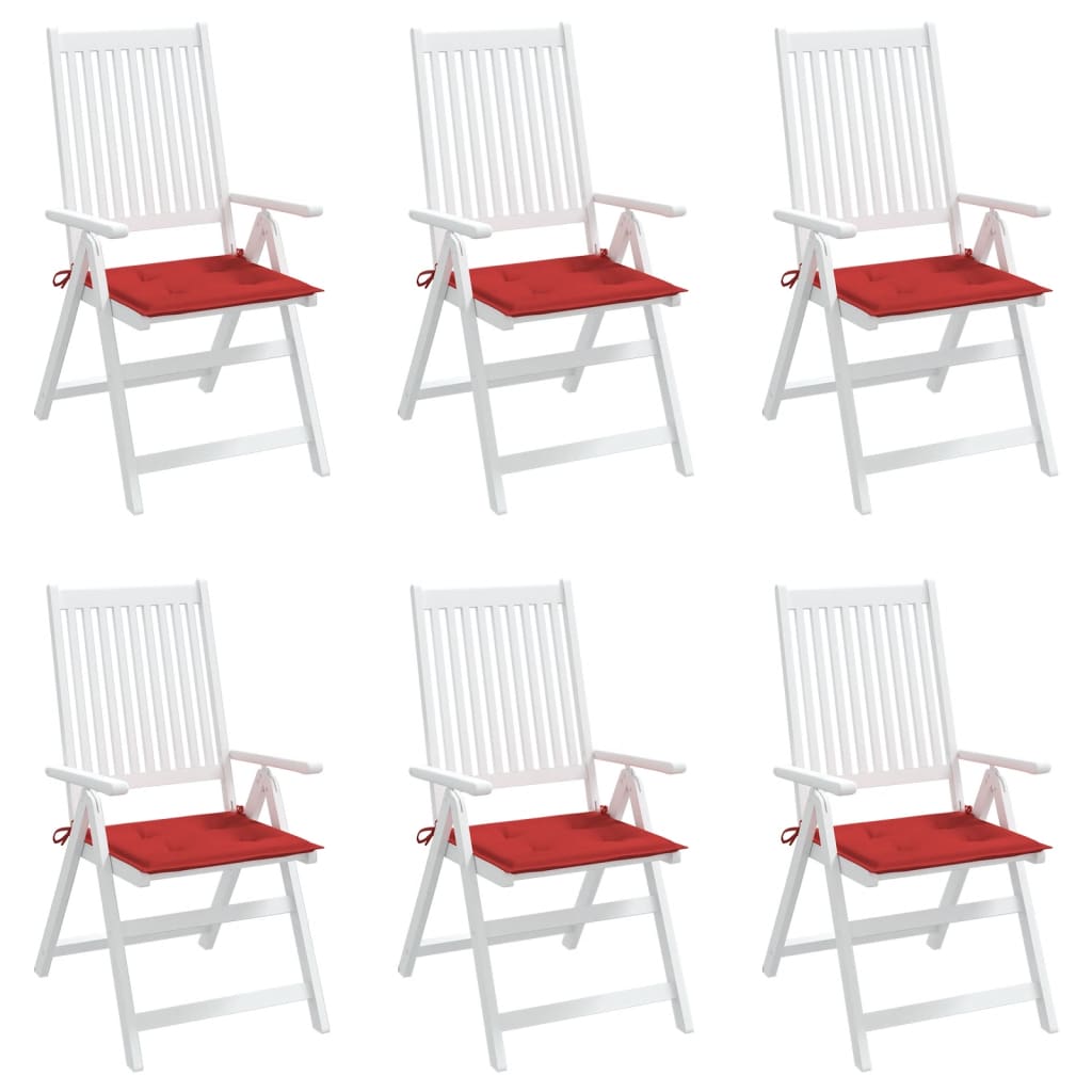 vidaXL Sodo kėdės pagalvėlės, 6vnt., raudonos, 40x40x3cm, audinys