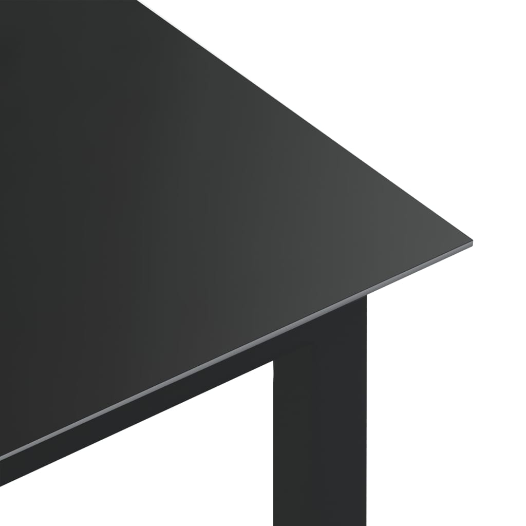 vidaXL Sodo stalas, juodas, 80x80x74cm, aliuminis ir stiklas