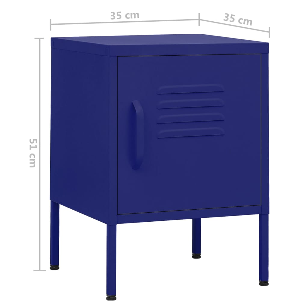 vidaXL Naktiniai staliukai, 2vnt., tamsiai mėlyni, 35x35x51cm, plienas