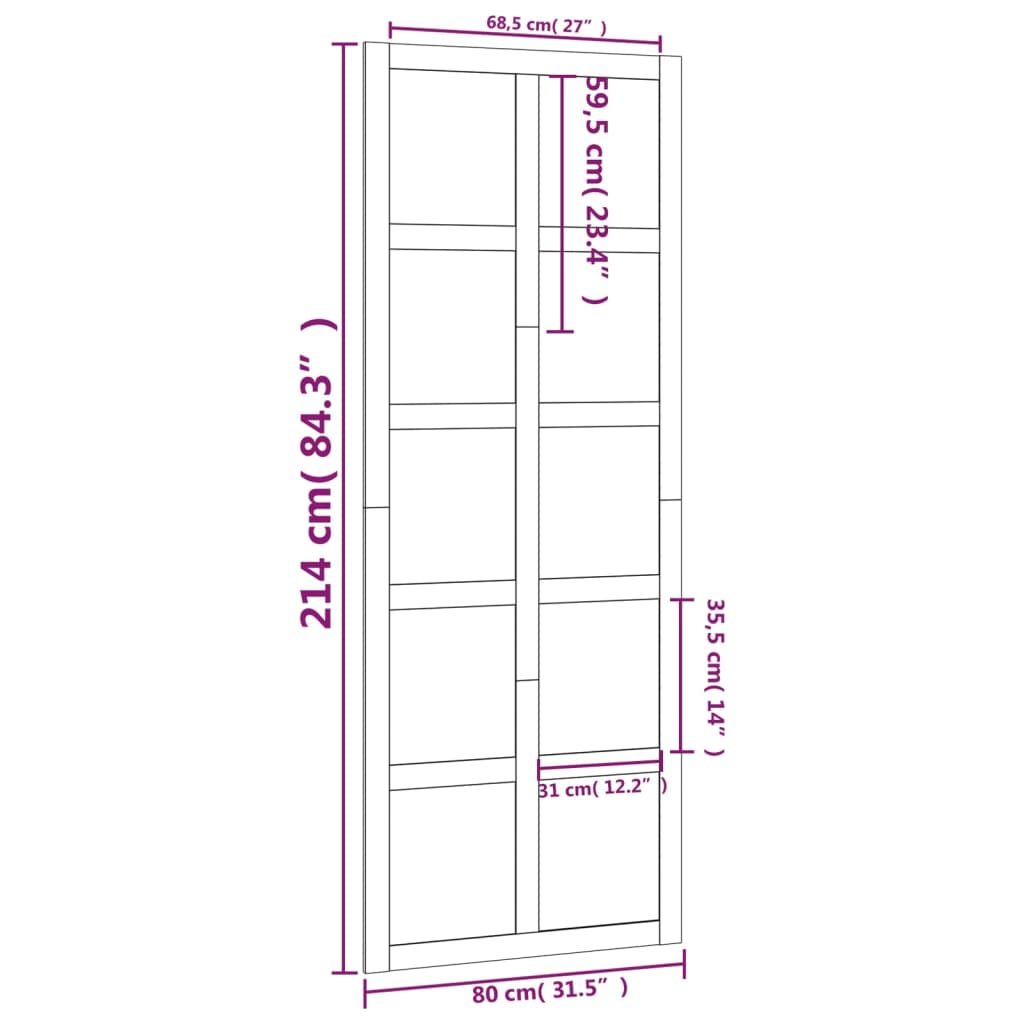 vidaXL Tvarto durys, baltos, 80x1,8x214cm, pušies medienos masyvas