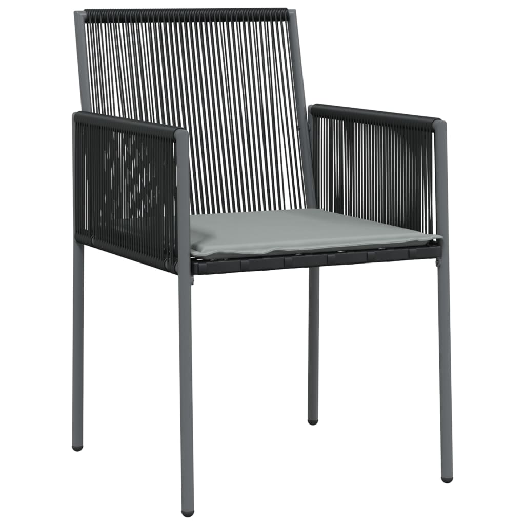 vidaXL Kėdės su pagalvėmis, 6vnt., juodos, 54x60,5x83,5cm, ratanas