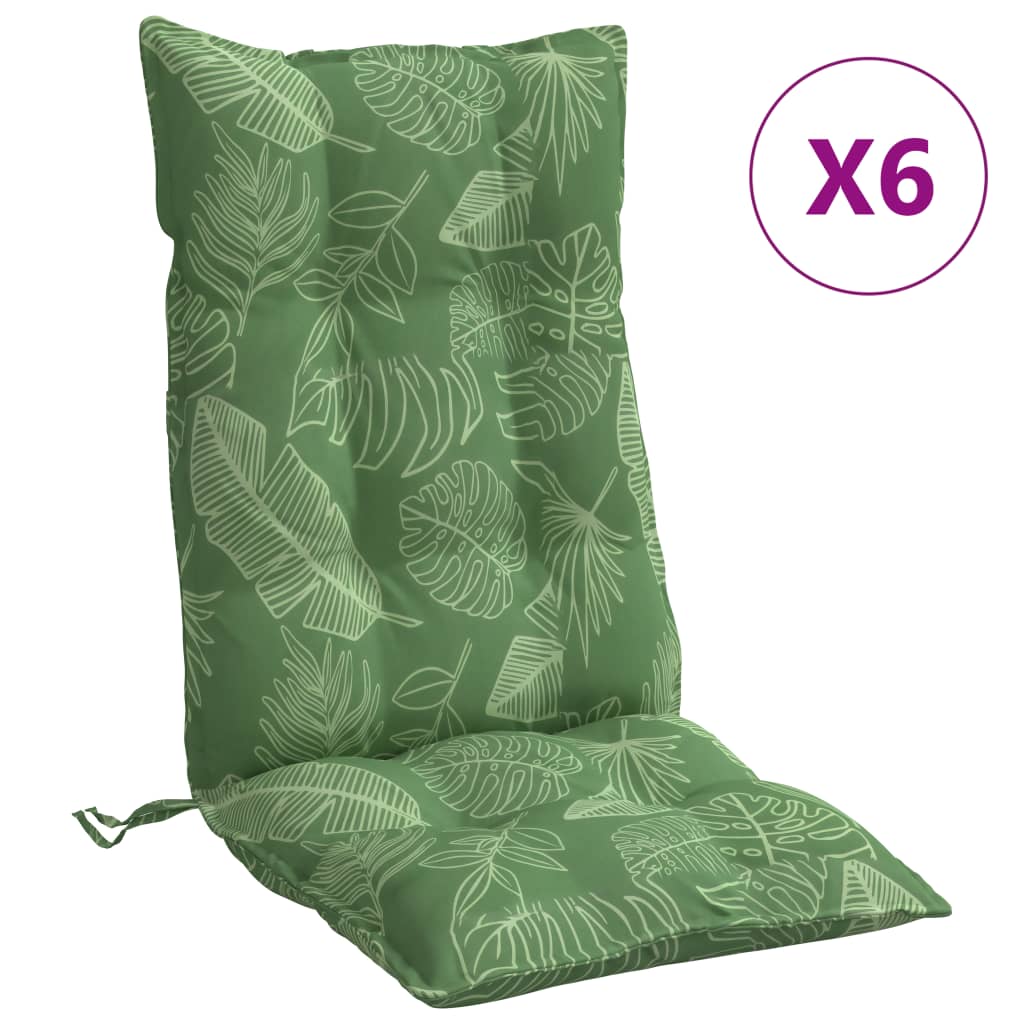 vidaXL Kėdės pagalvėlės, 6vnt., oksfordo audinys, su lapais