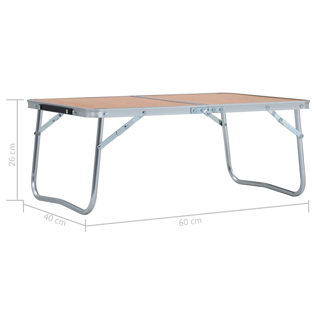 vidaXL Sulankstomas stovyklavimo stalas, rudas, 60x40cm, aliuminis