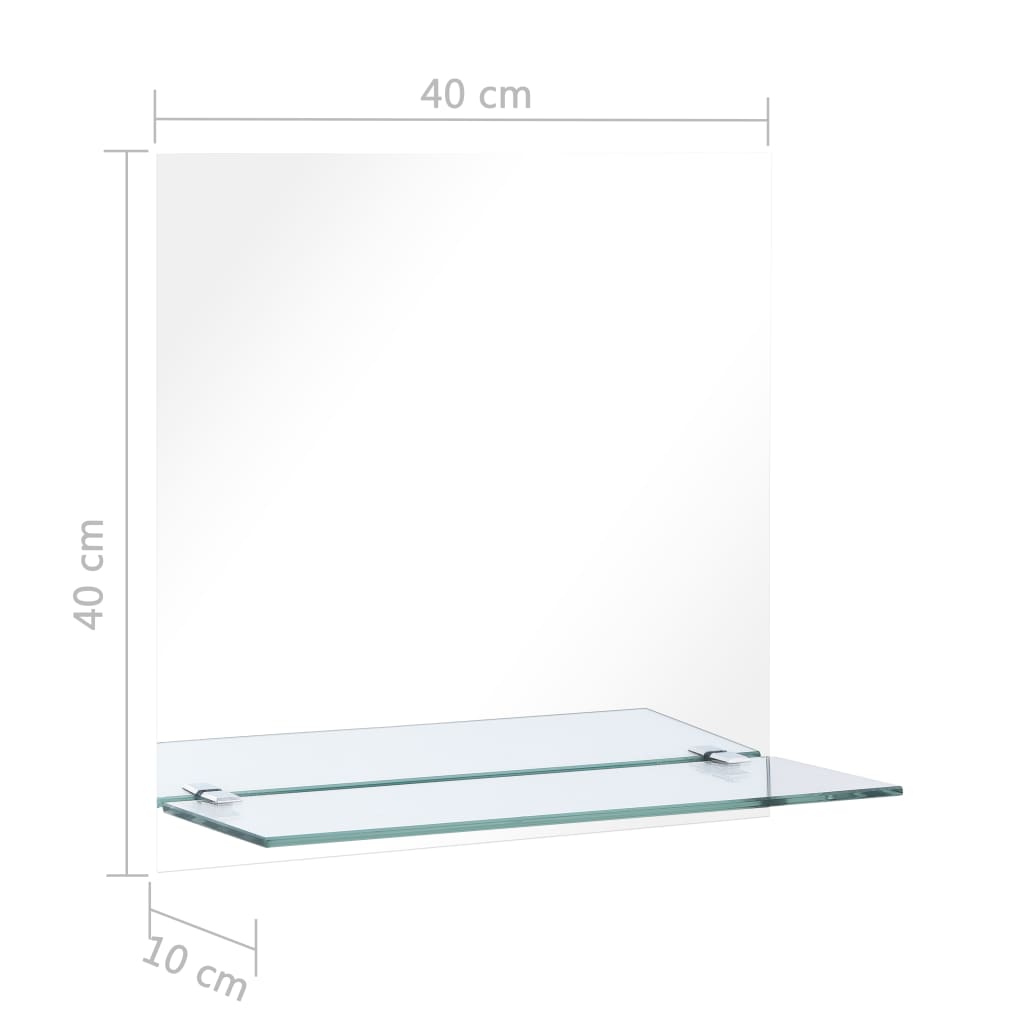 vidaXL Sieninis veidrodis su lentyna, 40x40cm, grūdintas stiklas