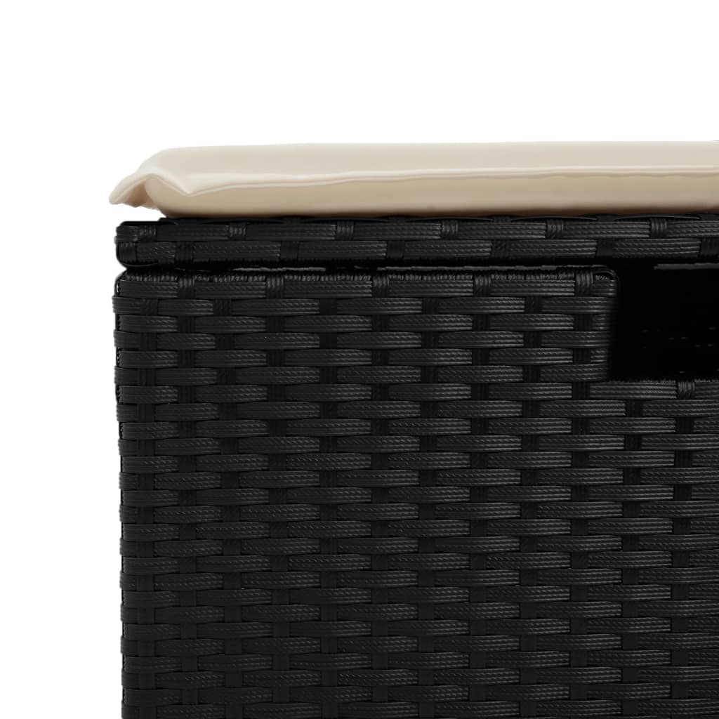 vidaXL Sodo taburetė su pagalvėle, juoda, 55x55x37cm, poliratanas