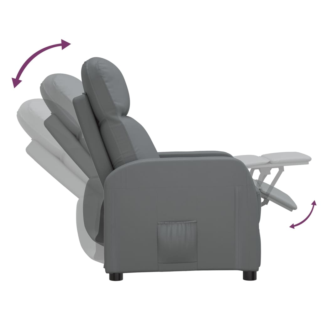 vidaXL Atlošiamas krėslas, antracito pilkos spalvos, dirbtinė oda