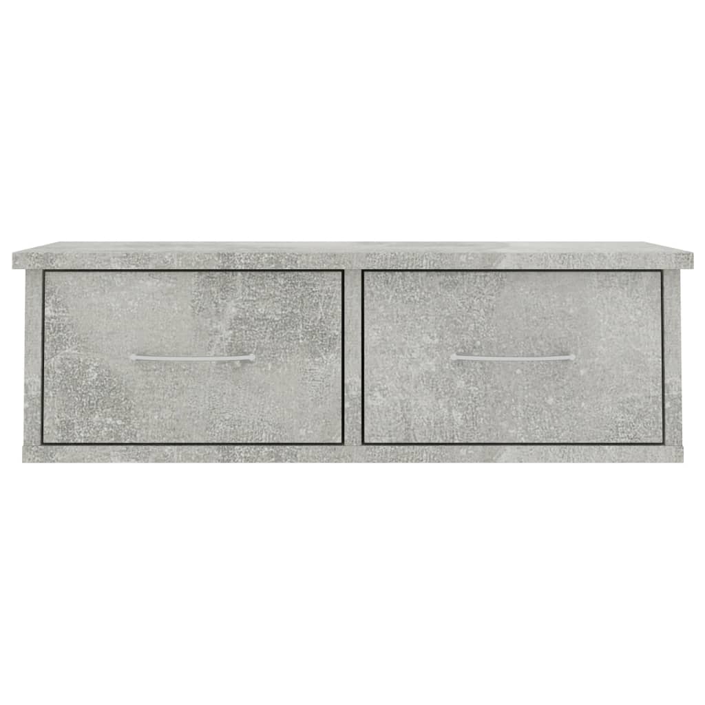 vidaXL Sieninė lentyna su stalčiais, betono, 60x26x18,5cm, mediena