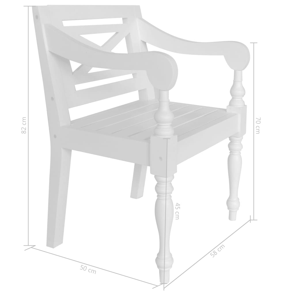 vidaXL Batavia kėdės, 2 vnt., baltos, raudonmedžio masyvas