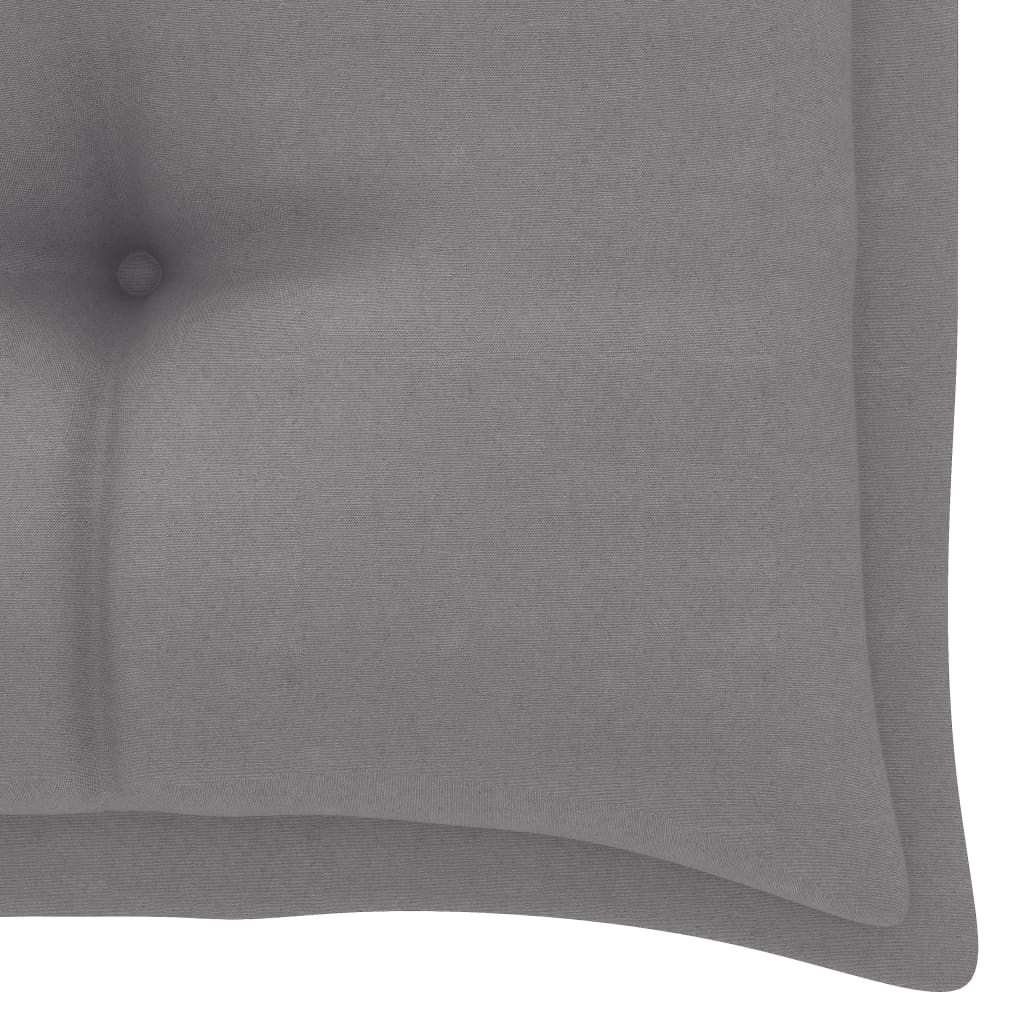 vidaXL Sodo suoliukas su pilka pagalvėle, 112cm, tikmedžio masyvas