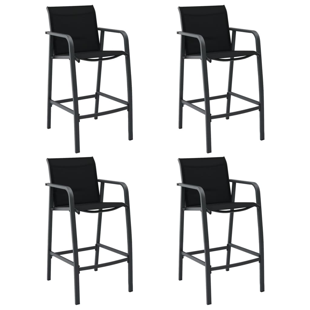 vidaXL Sodo baro kėdės, 4vnt, juodos spalvos, tekstilenas