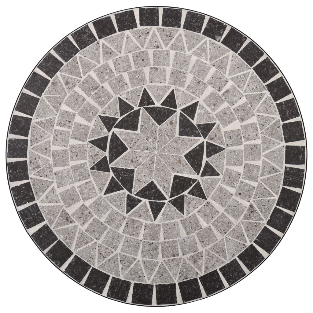vidaXL Mozaikinis bistro staliukas, pilkos spalvos, 61cm, keramika