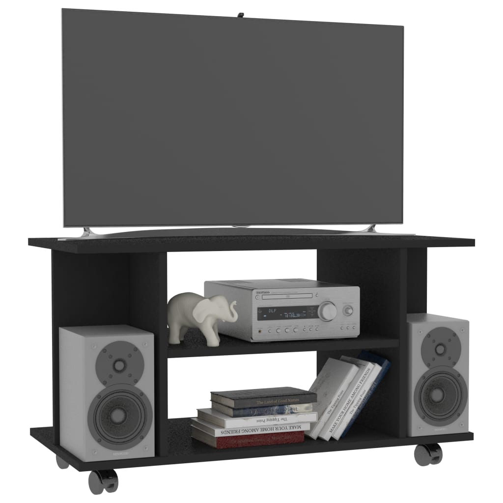 vidaXL TV spintelė su ratukais, juodos spalvos, 80x40x45 cm, mediena