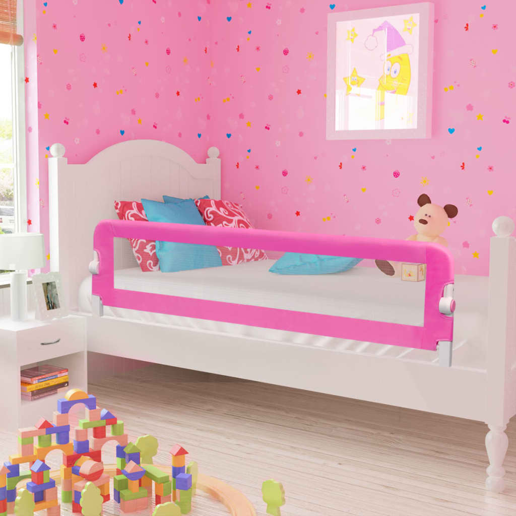 Apsauginis turėklas vaiko lovai, 150x42cm, rožinės spalvos