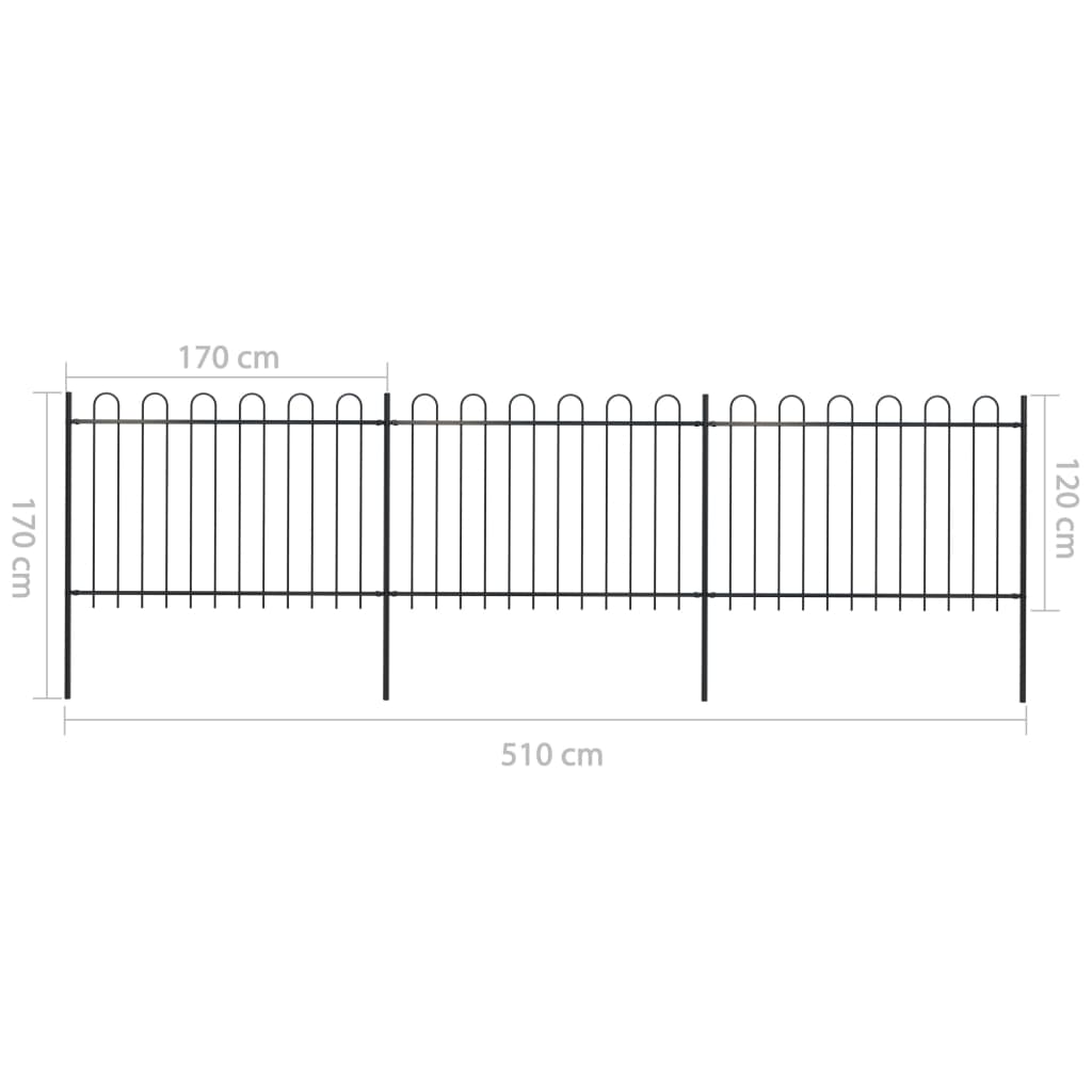 vidaXL Sodo tvora su apvaliais viršugaliais, juoda, 5,1x1,2 m, plienas