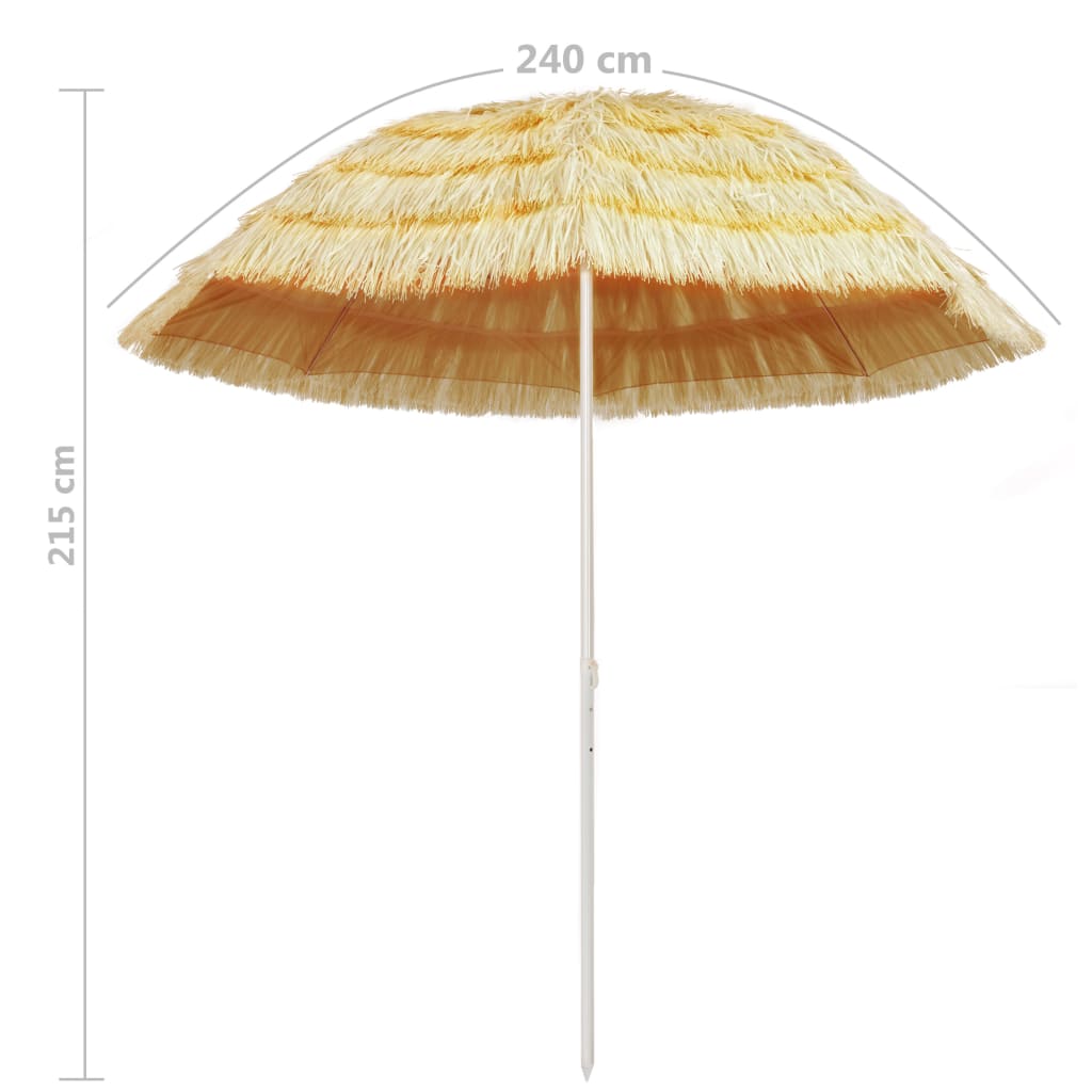 vidaXL Paplūdimio skėtis, natūralios sp., 240 cm, havajietiškas st.