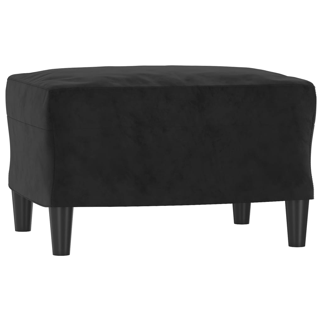 vidaXL Trivietė sofa su pakoja, juodos spalvos, 180cm, aksomas