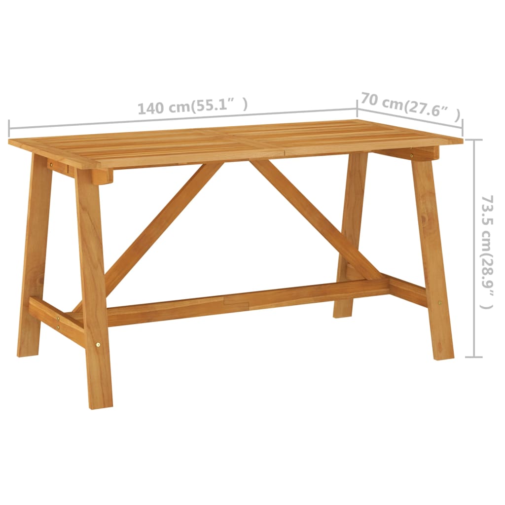 vidaXL Sodo valgomojo stalas, 140x70x73,5cm, akacijos masyvas