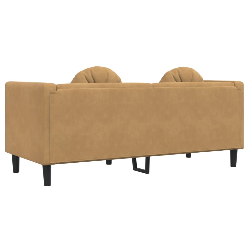 vidaXL Dvivietė sofa su pagalvėlėmis, rudos spalvos, aksomas
