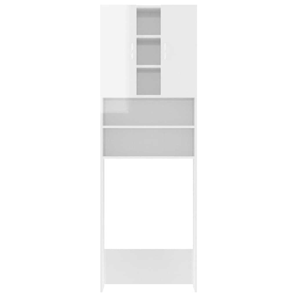 vidaXL Skalbimo mašinos spintelė, balta, 64x25,5x190cm, ypač blizgi
