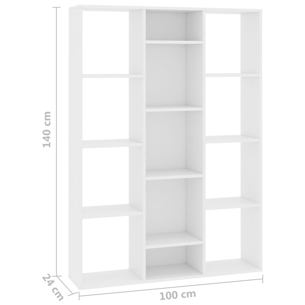 vidaXL Kambario pertvara/spintelė knygoms, balta, 100x24x140cm, MDP