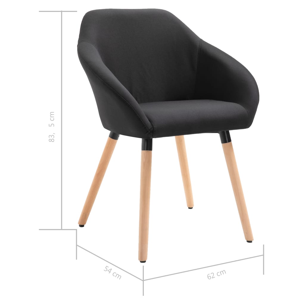 vidaXL Valgomojo kėdės, 6 vnt., juodos spalvos, audinys (3x283465)