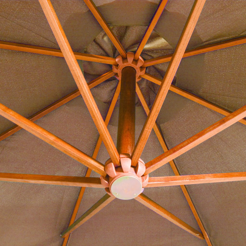 vidaXL Kabantis skėtis su stulpu, taupe, 3,5x2,9m, eglės masyvas