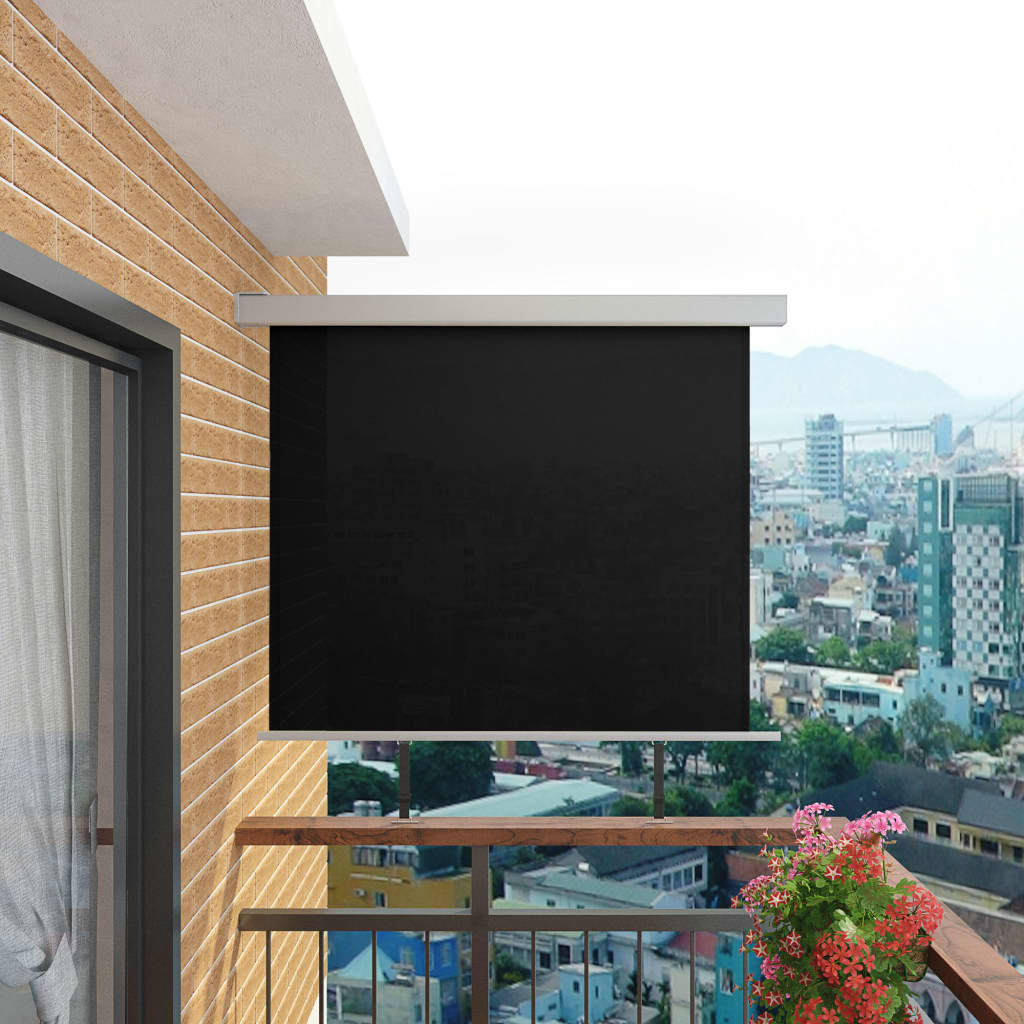 vidaXL Šoninė balkono markizė, juoda, daugiafunkcinė, 150x200cm
