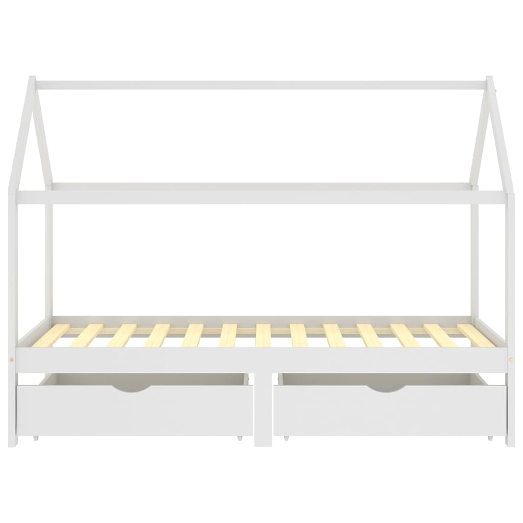vidaXL Vaikiškos lovos rėmas su stalčiais, baltas, 90x200cm, pušis