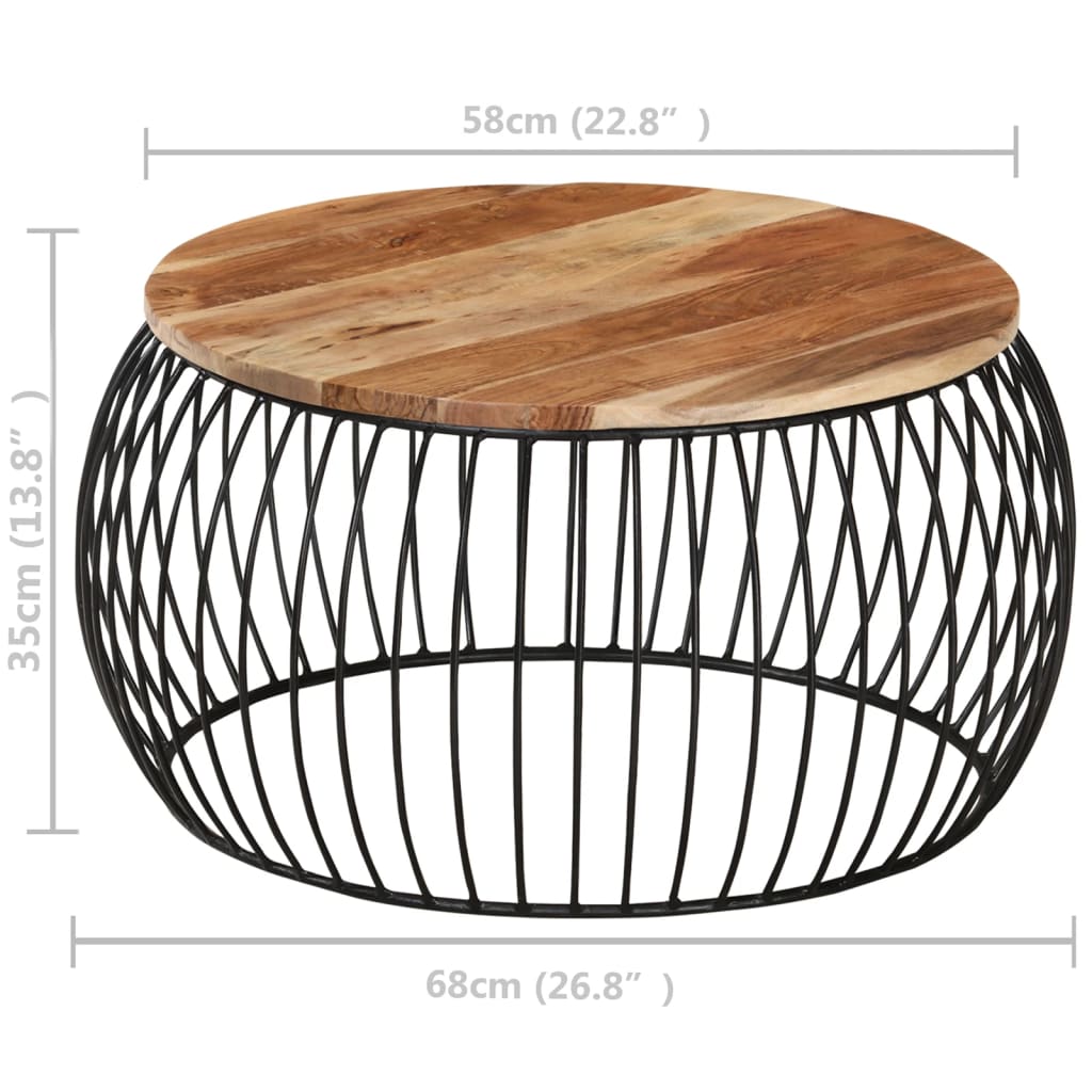 vidaXL Kavos staliukas, skersmuo 68cm, akacijos medienos masyvas