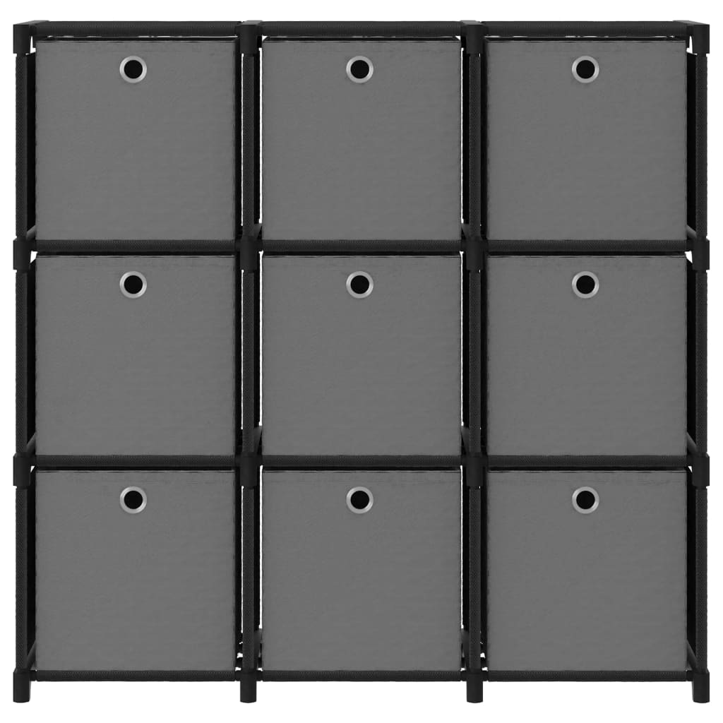 vidaXL Lentyna su 9 dėžėmis, juodos spalvos, 103x30x107,5cm, audinys