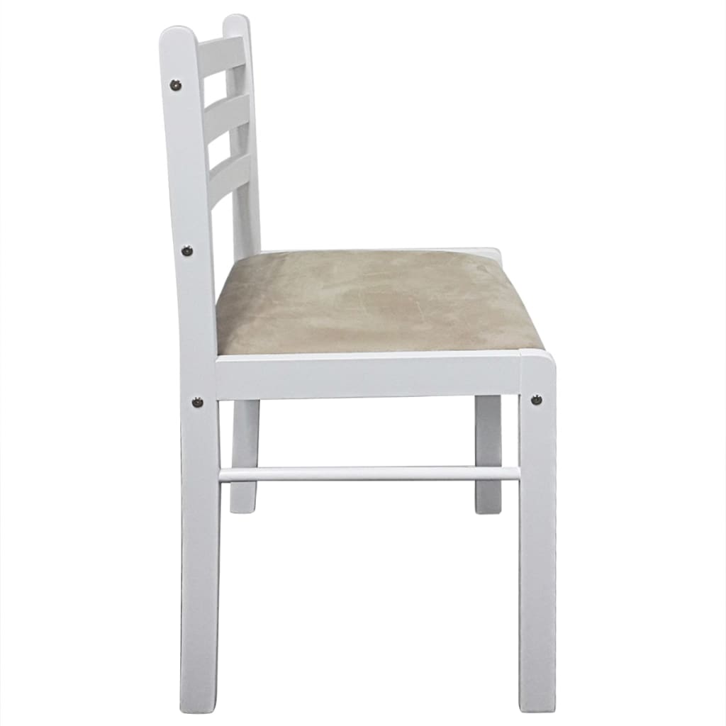vidaXL Valgomojo kėdės, 2vnt., baltos, bukmedžio masyvas ir aksomas