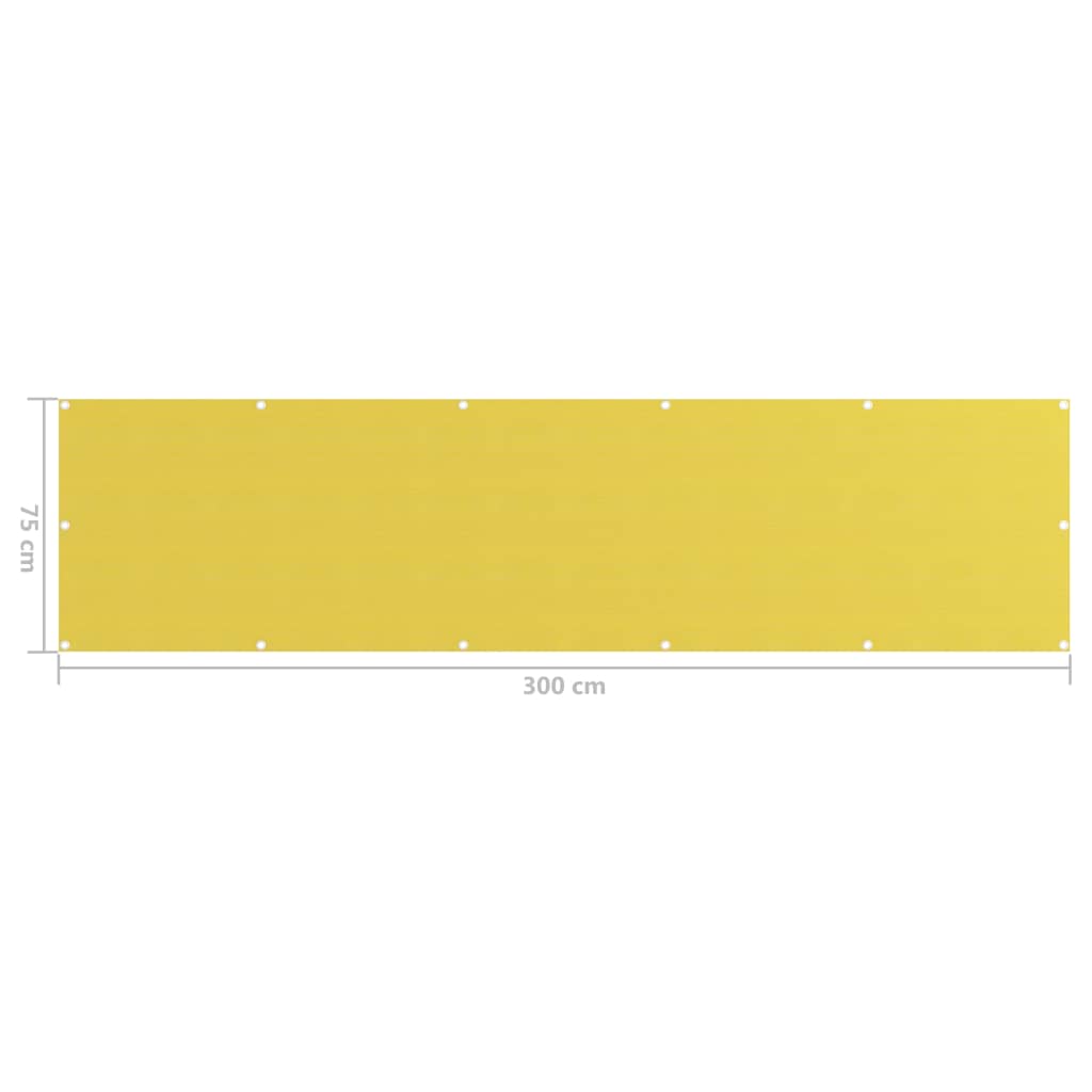 vidaXL Balkono pertvara, geltonos spalvos, 75x300cm, HDPE