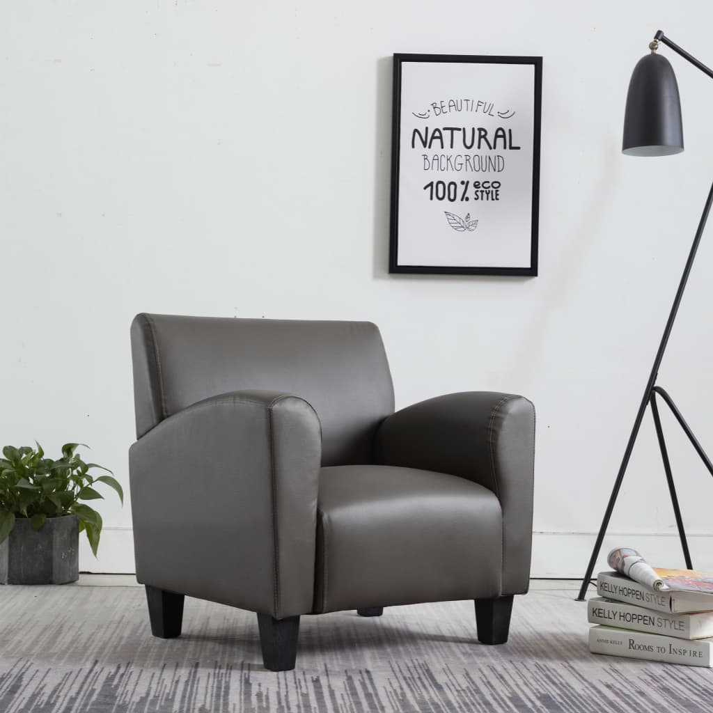 vidaXL Sofa kėdė, pilkos spalvos, dirbtinė oda