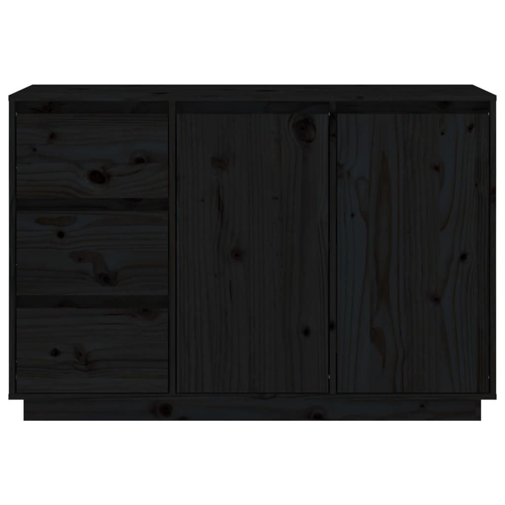 vidaXL Šoninė spintelė, juoda, 111x34x75cm, pušies medienos masyvas