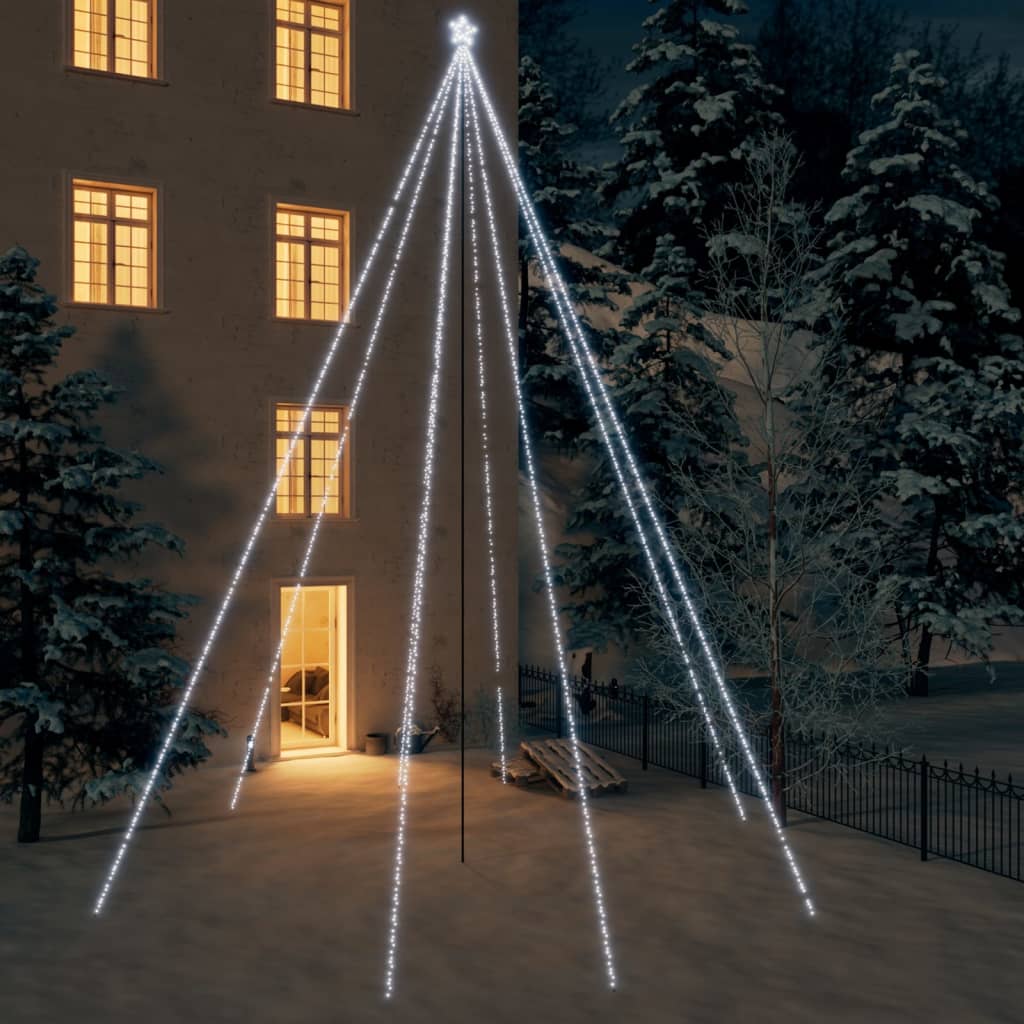 vidaXL Kalėdų eglutės girlianda, 1300 šaltos baltos spalvos LED, 8m