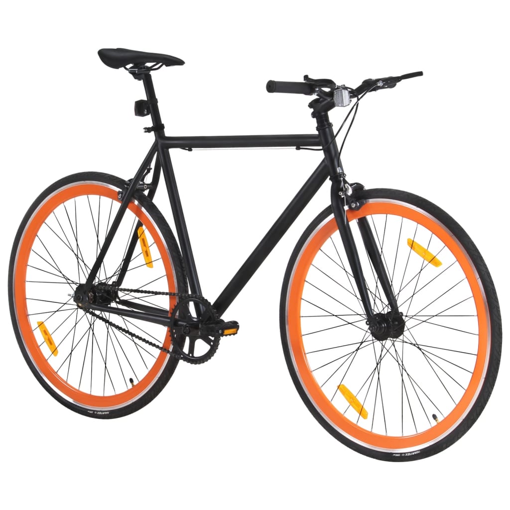 vidaXL Fiksuotos pavaros dviratis, juodas ir oranžinis, 700c, 55cm