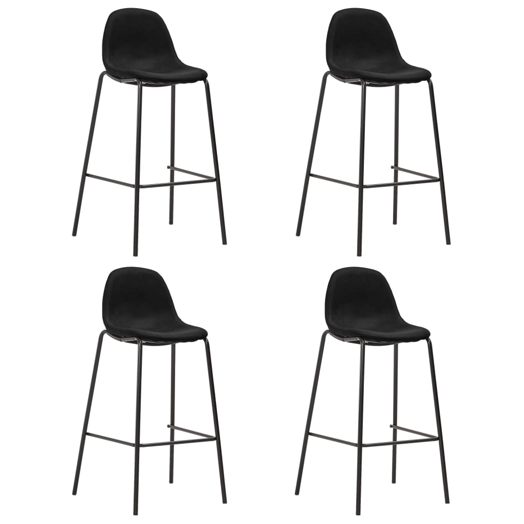 vidaXL Baro kėdės, 4 vnt., juodos spalvos, audinys