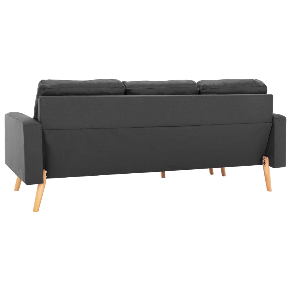 vidaXL Trivietė sofa su pakoja, tamsiai pilkos spalvos, audinys
